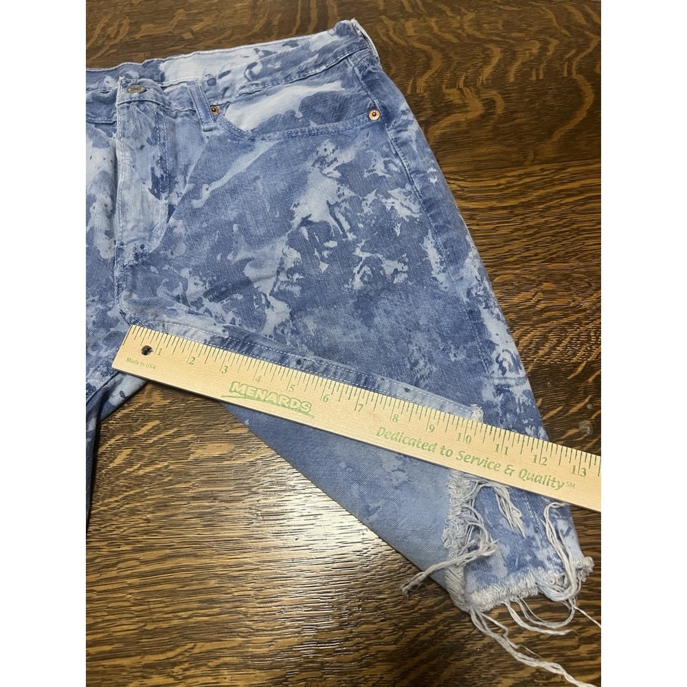 Levi's 511 Denim Shorts Mens 34 Acid Wash Bleach Splatter Cut Off - Picture 6 of 6